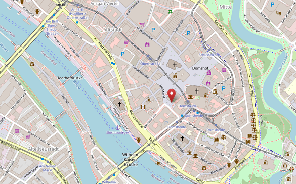 Stadtplanausschnitt der Innenstadt Bremen / Marktplatz