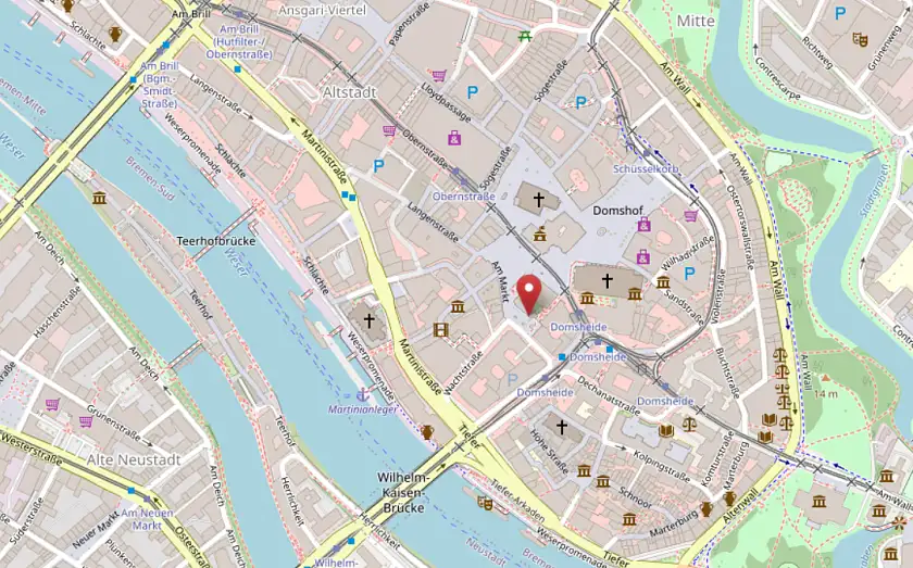 Stadtplanausschnitt der Innenstadt Bremen / Marktplatz