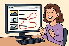 Eine Frau freut sich über gute Tastaturreihenfolge