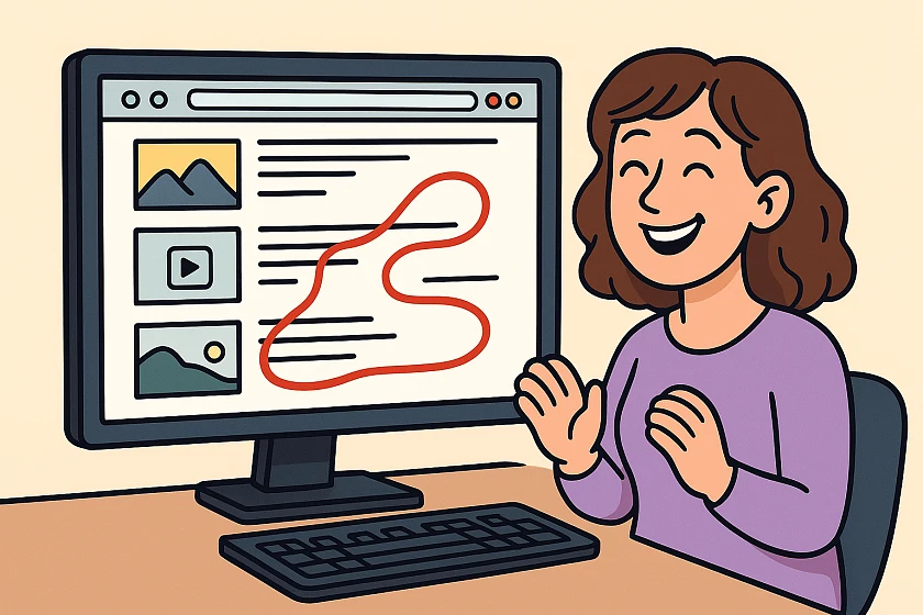 Eine Frau freut sich über gute Tastaturreihenfolge