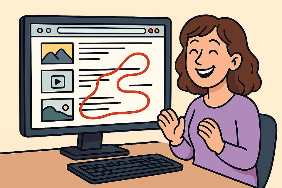 Eine Frau freut sich über gute Tastaturreihenfolge