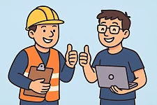 Cartoon: Ein Architekt und ein Entwickler sind stolz auf ihre barrierefreien Produkte