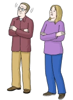 Zwei Personen stehen nebeneinander