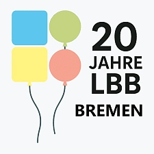 20 Jahre LBB Bremen - 4 bunte Luftballons in den Farben des LBB Logos