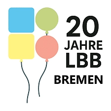 20 Jahre LBB Bremen - 4 bunte Luftballons in den Farben des LBB Logos