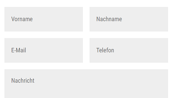 Beispiel eines Formulares mit Platzhaltertexten in den Eingabefeldern